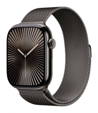 APPLE Watch Series 10 GPS + Cellular, Titan schiefer, 46mm mit Milanaise-Armband, schiefer - S/M