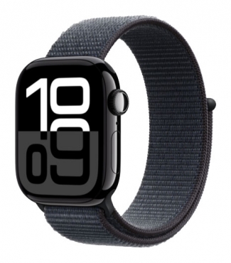 APPLE Watch Series 10 GPS, Aluminium diamantschwarz, 42mm mit Sport Loop, tinte