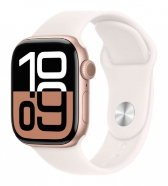 APPLE Watch Series 10 GPS, Aluminium rosé, 42mm mit Sportarmband, blassrosa - S/M