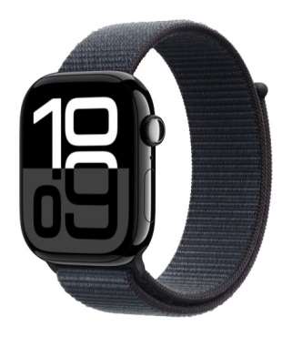 APPLE Watch Series 10 GPS, Aluminium diamantschwarz, 46mm mit Sport Loop, tinte