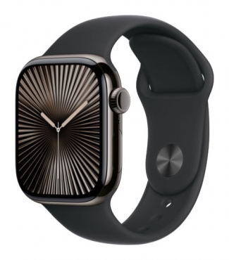 APPLE Watch Series 10 GPS + Cellular, Titan schiefer, 42mm mit Sportarmband, schwarz - S/M