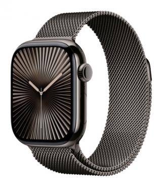 APPLE Watch Series 10 GPS + Cellular, Titan schiefer, 42mm mit Milanaise-Armband, schiefer