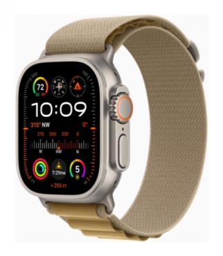 APPLE Watch Ultra 2 GPS + Cellular, Titan natur, 49mm mit Alpine Loop, mandel - medium