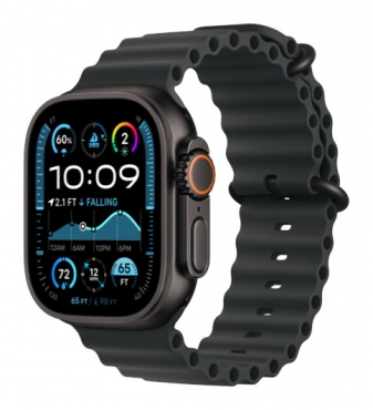 APPLE Watch Ultra 2 GPS + Cellular, Titan schwarz, 49mm mit Ocean-Armband, schwarz