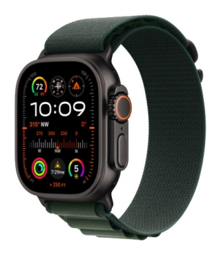 APPLE Watch Ultra 2 GPS + Cellular, Titan schwarz, 49mm mit Alpine Loop, dunkelgrün - small