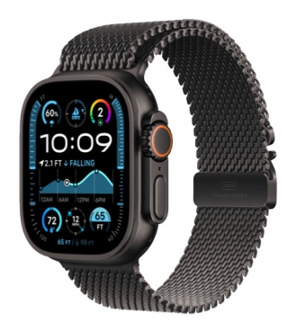 APPLE Watch Ultra 2 GPS + Cellular, Titan schwarz, 49mm mit Milanaise-Armband, Titan schwarz - S