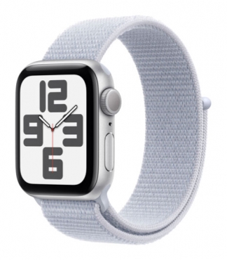 APPLE Watch SE GPS, Aluminium silber, 40mm mit Sport Loop, wolkenblau