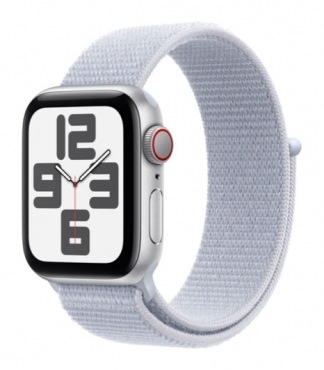 APPLE Watch SE GPS + Cellular, Aluminium silber, 40mm mit Sport Loop, wolkenblau